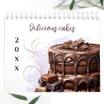 Delicious Cakes Watercolor Wall Calendar<br><div class="desc">This watercolor seasonal wall calendar will brighten your day, with 12 mouth-watering watercolor cake pictures that will sweeten up your day all year long. Makes for an ideal gift for all chocolate and cake lovers, friends, pastry shops, family and more. Easily personalize the year and all the text - Kate...</div>