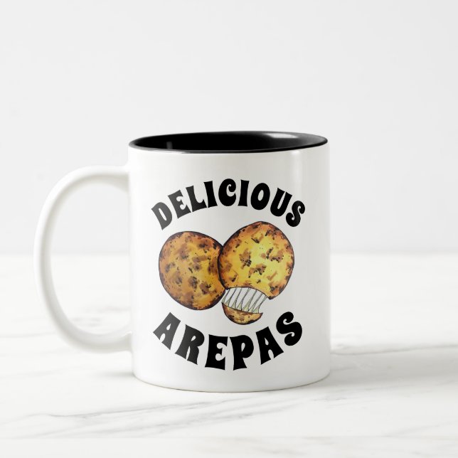 Delicious Cheese Maize Arepas South American Food Two-Tone Coffee Mug (Left)