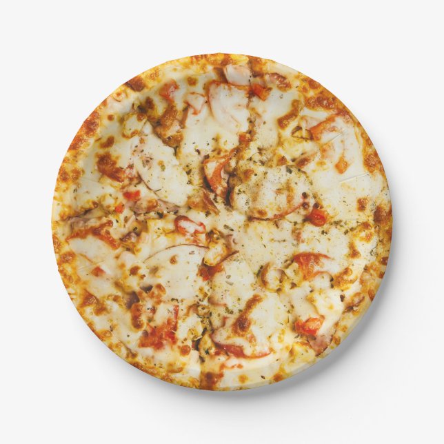 Delicious Cheese Pizza  Paper Plates (Front)