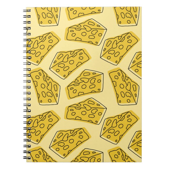delicious cheese seamless pattern isolated in yell notebook (Front)