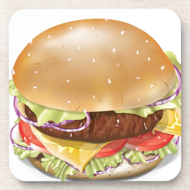 Delicious Cheeseburger Drink Coaster (Front)
