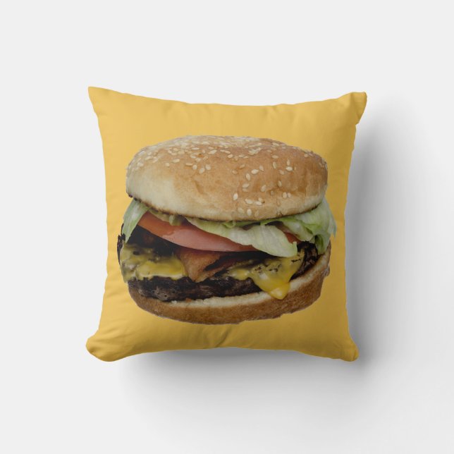 Delicious Cheeseburger Throw Pillow (Front)