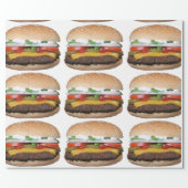 delicious cheeseburger with pickles photograph wrapping paper (Flat)