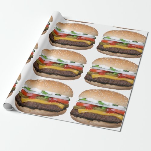 delicious cheeseburger with pickles photograph wrapping paper