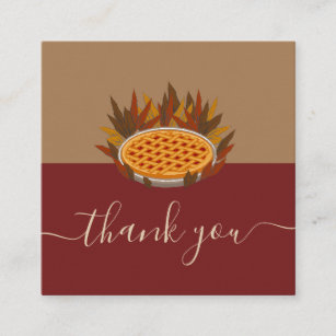 Delicious Cherry Pie Thanksgiving Dinner Thank You Square Business Card