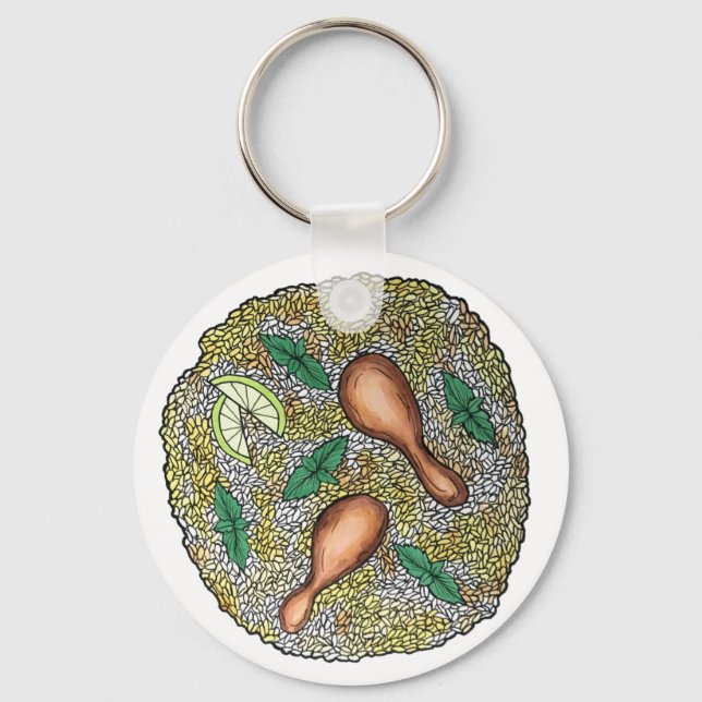 Delicious Chicken Biryani Indian Food Cuisine Keychain (Front)