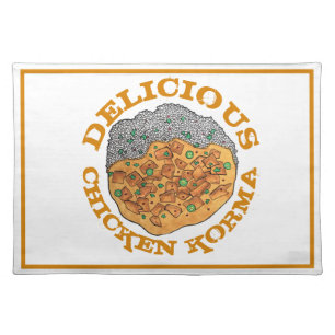 Delicious Chicken Korma Indian Food Cuisine Cloth Placemat