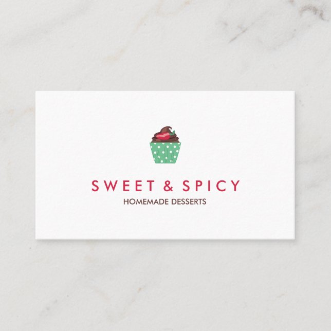 Delicious Chili Cupcake | Bakery Business Card (Front)