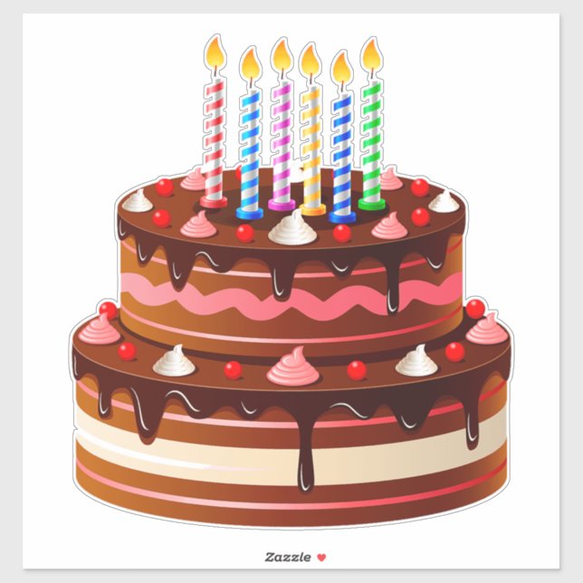 Delicious Chocolate Birthday Cake with Candles Sticker (Sheet)