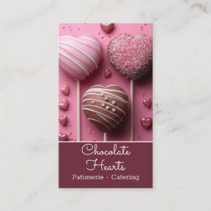 delicious chocolate hearts background patisserie business card
