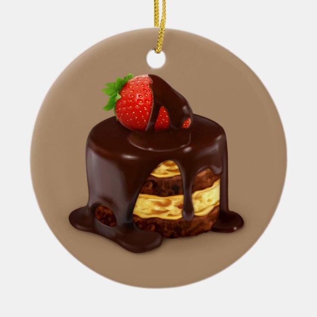 Delicious Chocolate Ice Cream Cake Ceramic Ornament (Front)