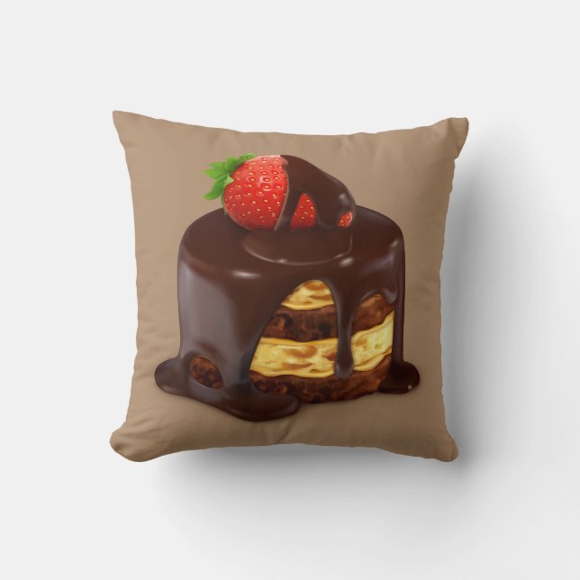 Delicious Chocolate Ice Cream Cake Throw Pillow (Front)