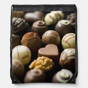 Delicious chocolate pralines drawstring bag