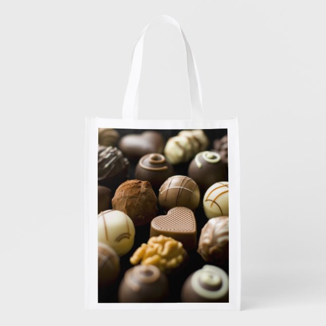 Delicious chocolate pralines grocery bag (Front)