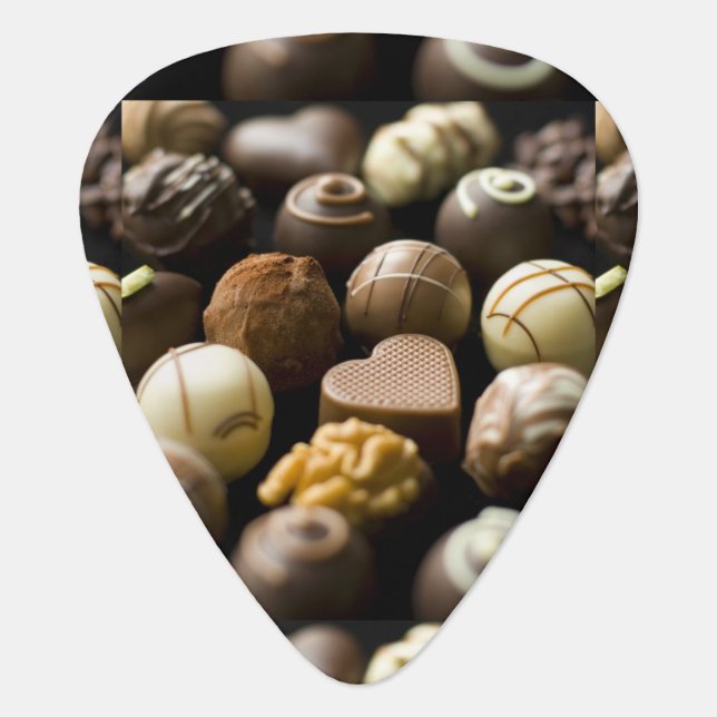 Delicious chocolate pralines guitar pick (Front)
