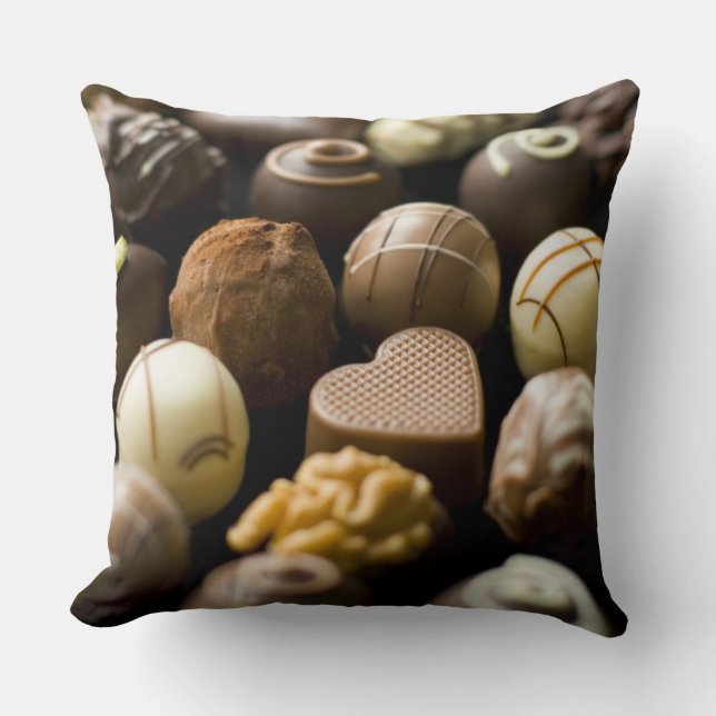 Delicious chocolate pralines throw pillow (Front)