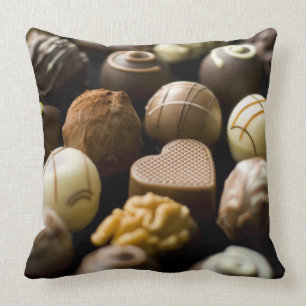 Delicious chocolate pralines throw pillow