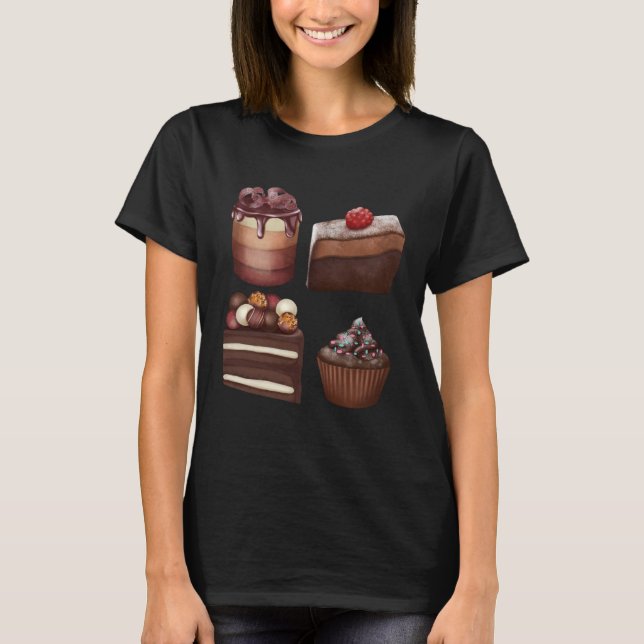 Delicious Chocolate Sweets Gourmet Chocolate Cake T-Shirt (Front)
