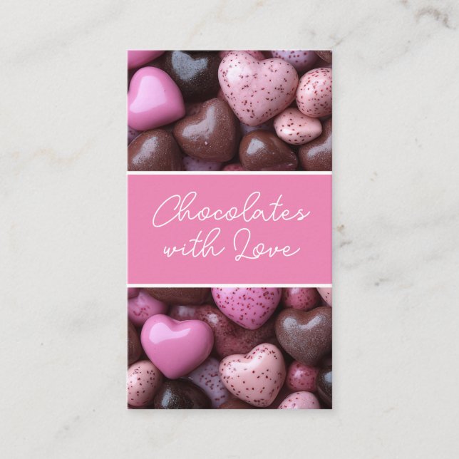 Delicious chocolates background pastry business card (Front)