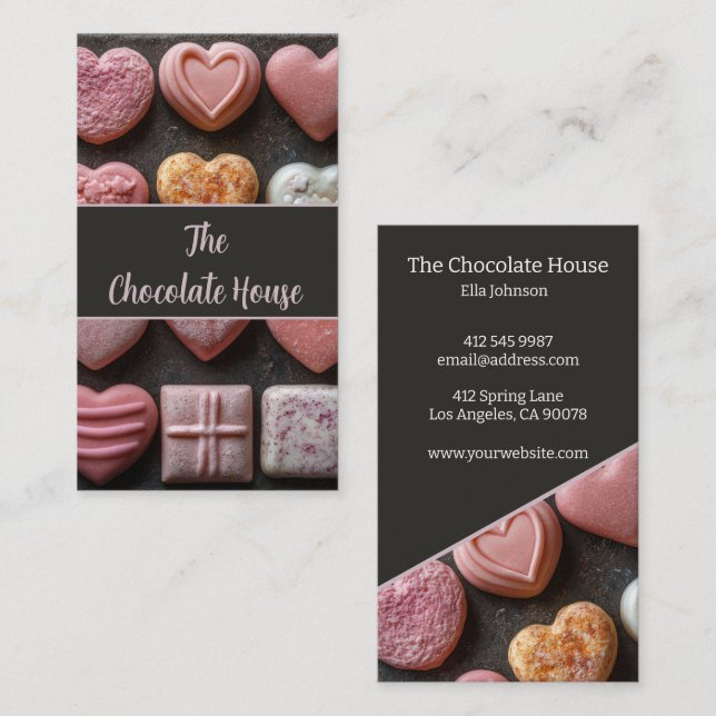 Delicious chocolates background pastry business card (Front/Back)