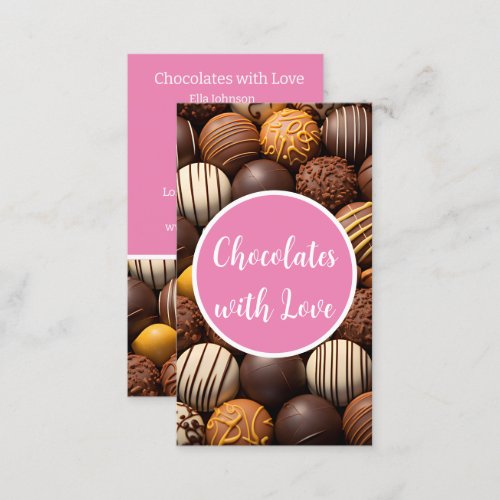 Delicious chocolates background pastry business card