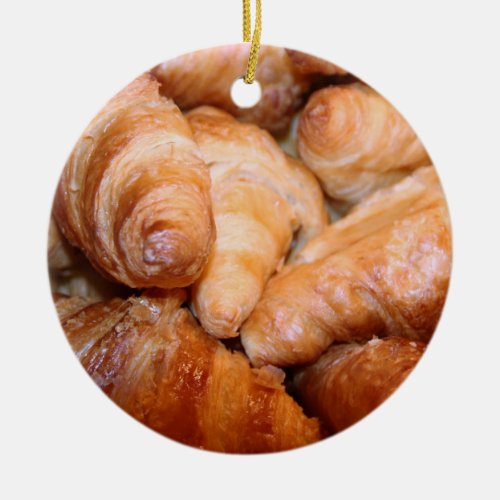 Delicious classic french croissants photograph ceramic ornament