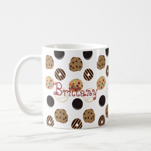 Delicious Cookies Pattern and Name Coffee Mug