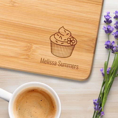 Delicious Cupcake with Frosting Custom Name Cutting Board