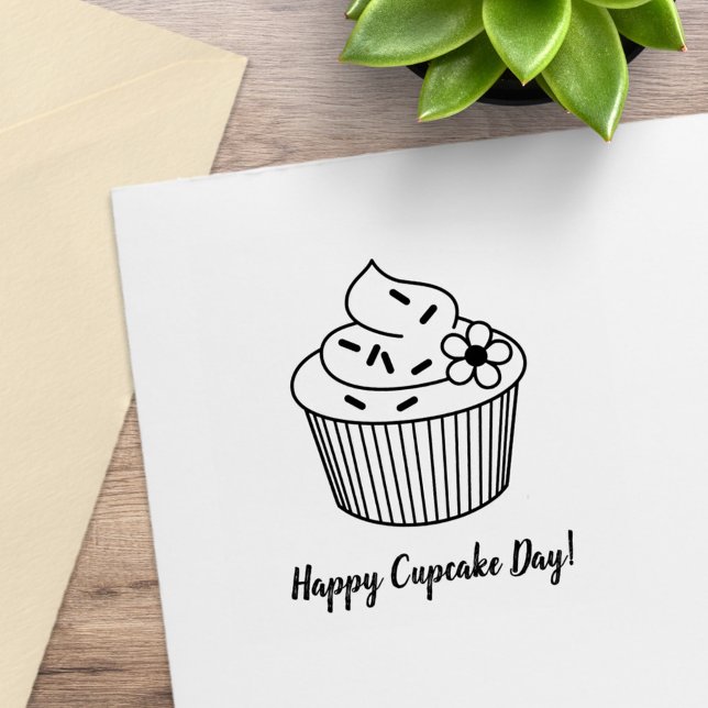 Delicious Cupcake with Frosting Custom Text Rubber Stamp (Creator Uploaded)