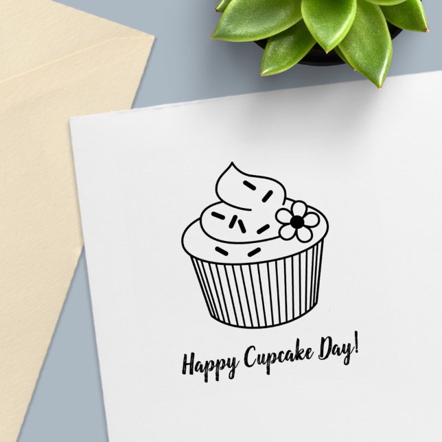 Delicious Cupcake with Frosting Custom Text Self-inking Stamp (Creator Uploaded)
