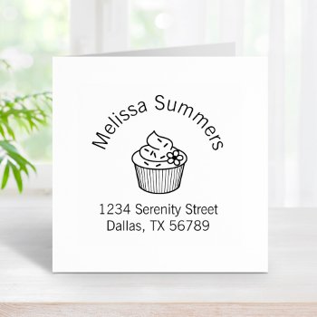 Delicious Cupcake With Frosting Yummy Address Rubber Stamp by Chibibi at Zazzle
