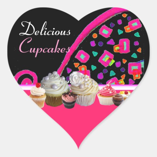 DELICIOUS CUPCAKES BIRTHDAY PARTY Heart Heart Sticker