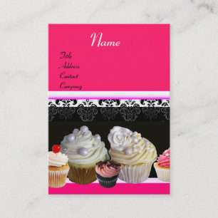 DELICIOUS CUPCAKES DESERT SHOP, Pink Fuchsia Red Business Card
