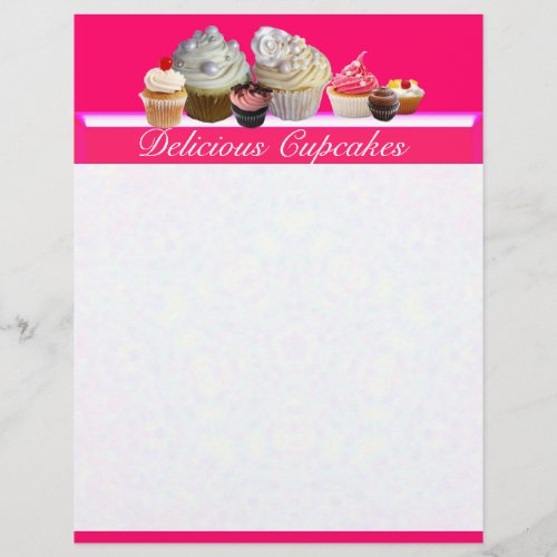 DELICIOUS CUPCAKES DESERT SHOP PinkFuchsia White