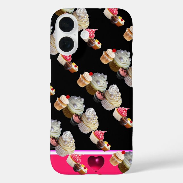 DELICIOUS CUPCAKES DESERT SHOP, Pink,Fuchsia White Case-Mate iPhone Case (Back)