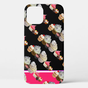 DELICIOUS CUPCAKES DESERT SHOP, Pink,Fuchsia White iPhone 12 Case