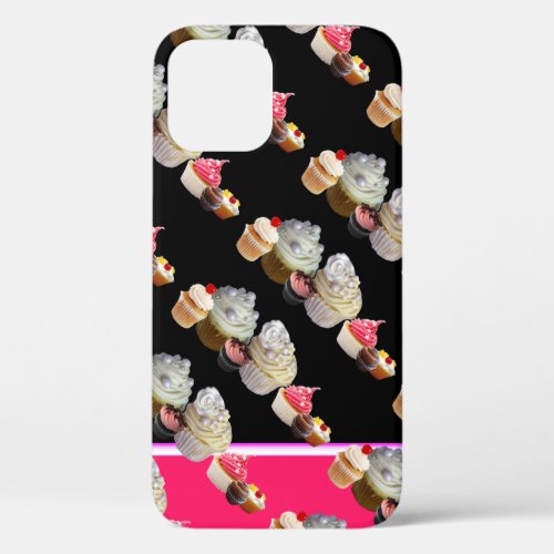 DELICIOUS CUPCAKES DESERT SHOP PinkFuchsia White iPhone 12 Case