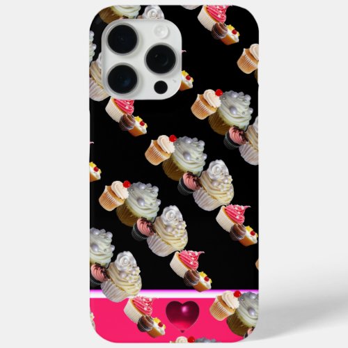DELICIOUS CUPCAKES DESERT SHOP PinkFuchsia White iPhone 15 Pro Max Case