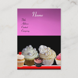 DELICIOUS CUPCAKES DESERT SHOP, Pink Purple Violet Business Card