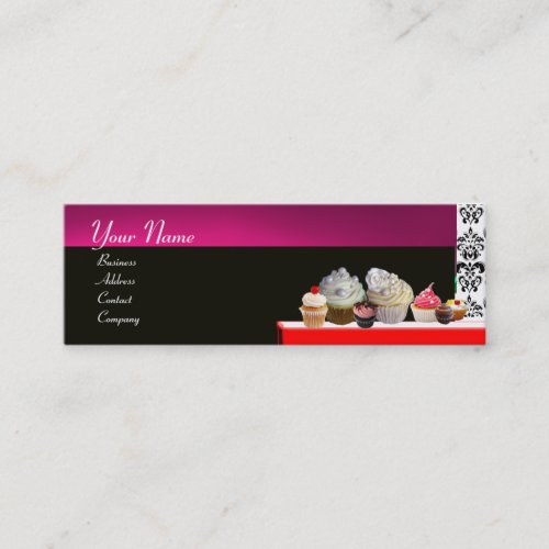 DELICIOUS CUPCAKES DESERT SHOP Pink Purple Violet Mini Business Card