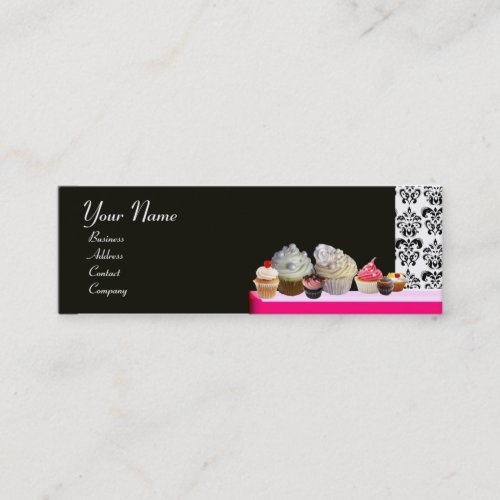 DELICIOUS CUPCAKES DESERT SHOP Pink Purple Violet Mini Business Card