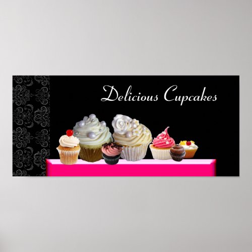 DELICIOUS CUPCAKES DESERT SHOP Pink Purple Violet Poster