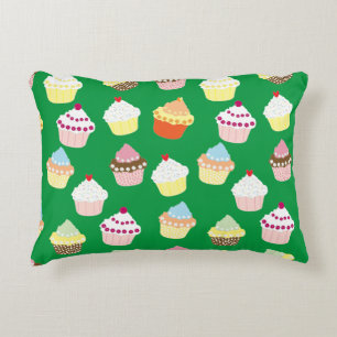 Delicious Decorated Birthday Cupcakes Accent Pillow