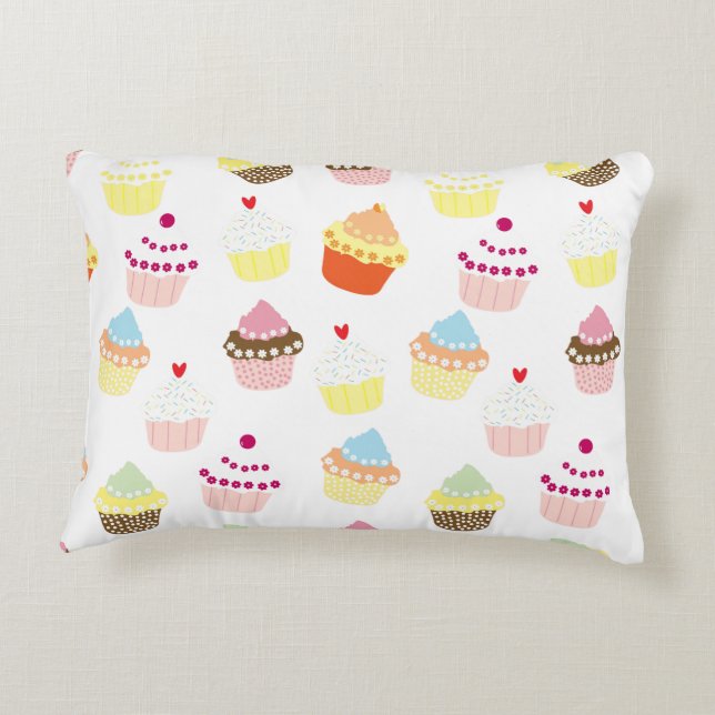 Delicious Decorated Birthday Cupcakes Accent Pillow (Back)