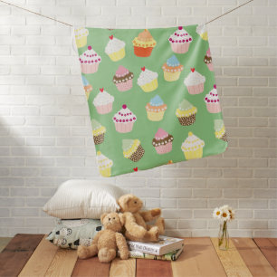 Delicious Decorated Birthday Cupcakes Baby Blanket