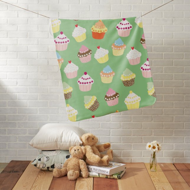 Delicious Decorated Birthday Cupcakes Baby Blanket (In Situ)