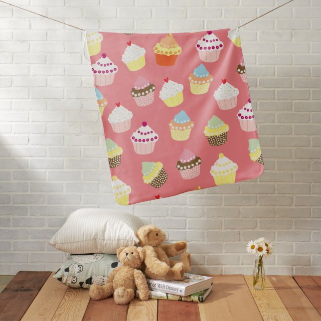 Delicious Decorated Birthday Cupcakes Baby Blanket (In Situ)