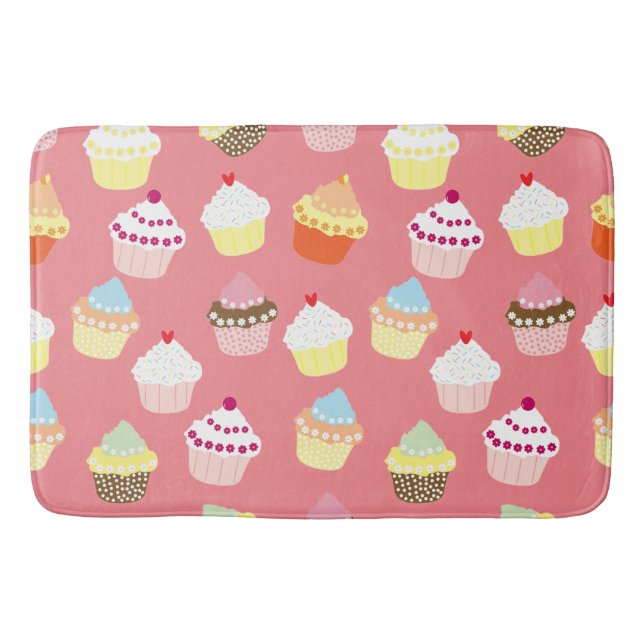 Delicious Decorated Birthday Cupcakes Bath Mat (Front)