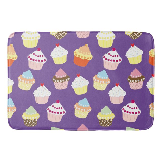 Delicious Decorated Birthday Cupcakes Bath Mat (Front)