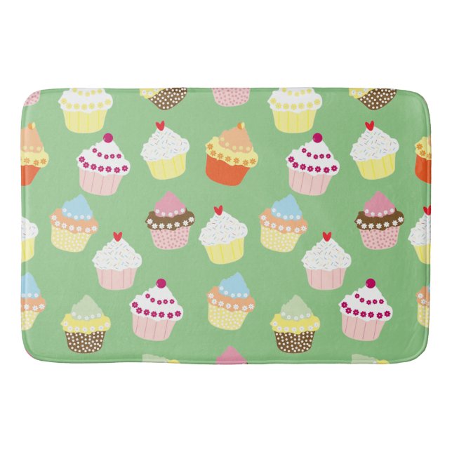Delicious Decorated Birthday Cupcakes Bath Mat (Front)